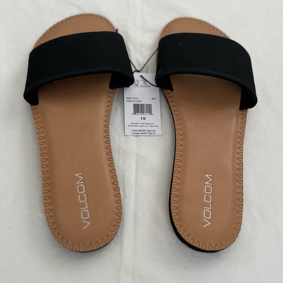 Volcom Black And Tan Slide Sandle Shoes Sz 10 Nwt - Picture 3 of 4